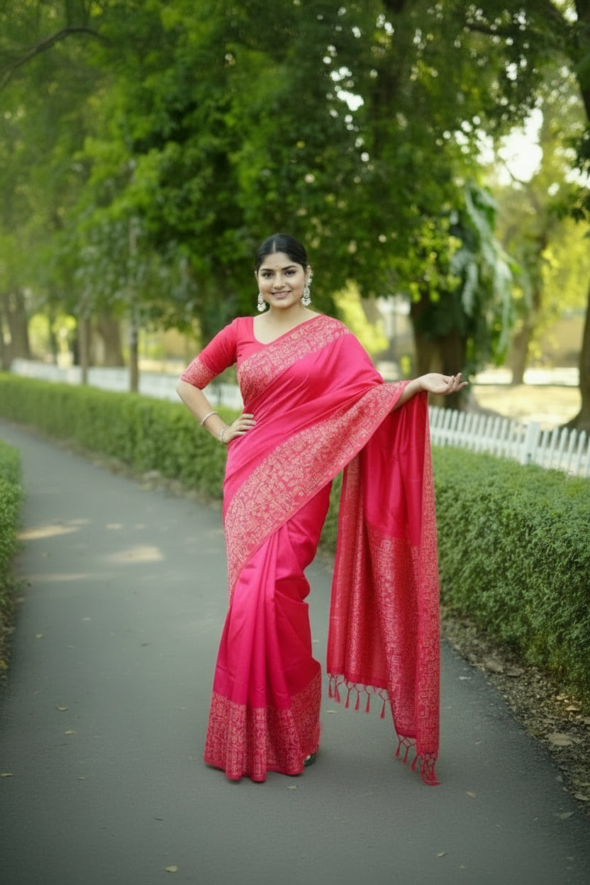 Light Pink Raw Silk Saree