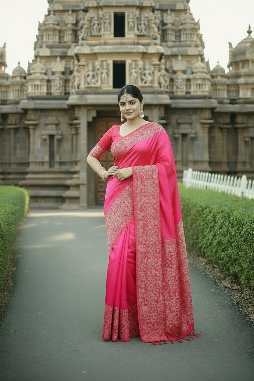 Light Pink Raw Silk Saree