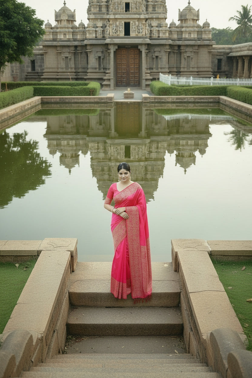 Light Pink Raw Silk Saree