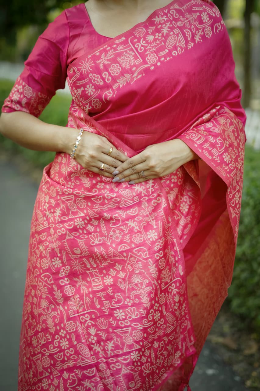 Light Pink Raw Silk Saree