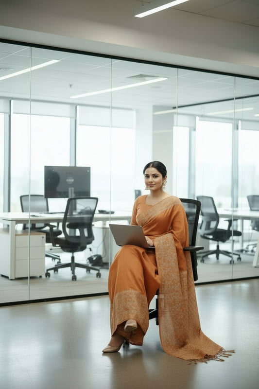 Orange Raw Silk Saree
