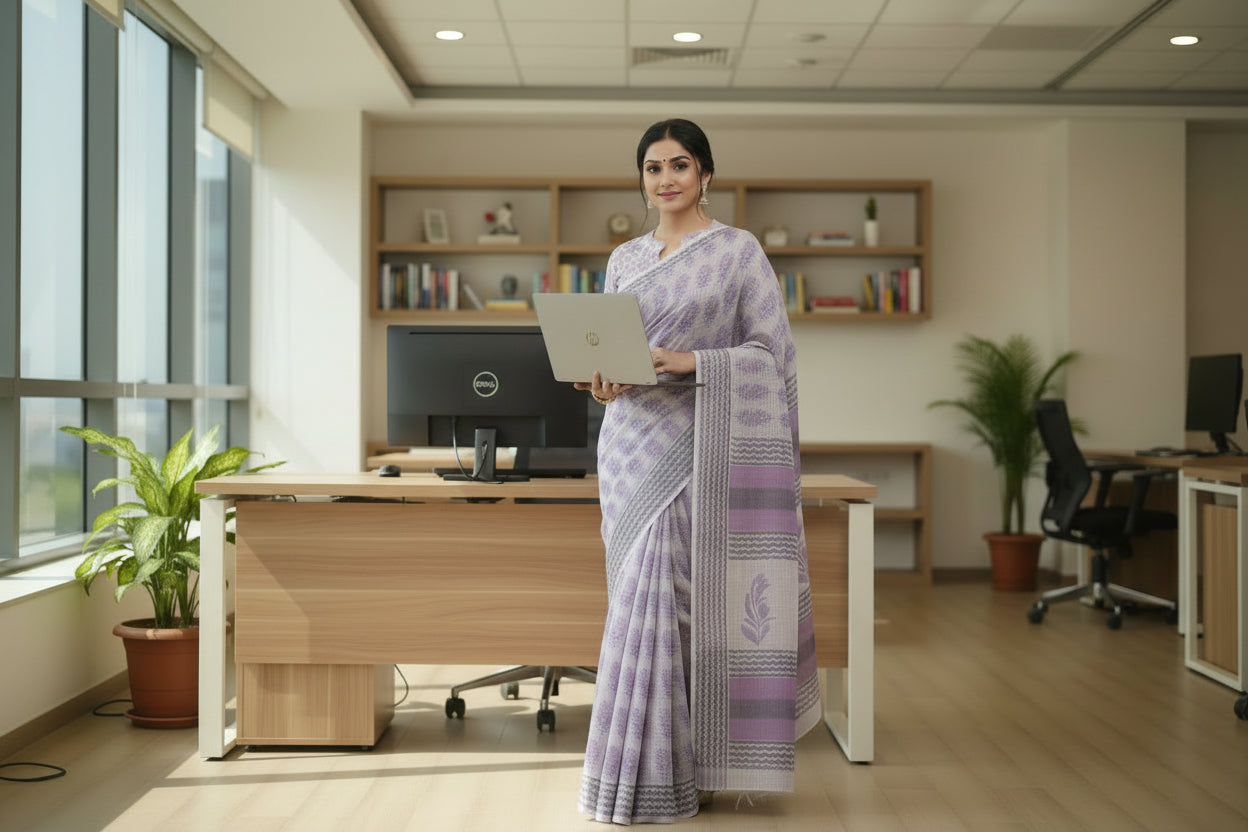 Pastel Purple Kota Saree