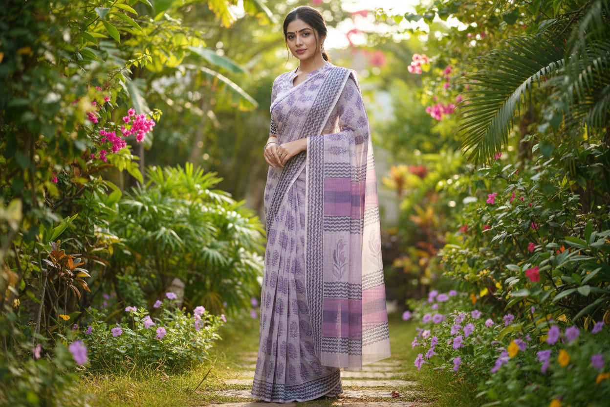 Pastel Purple Kota Saree