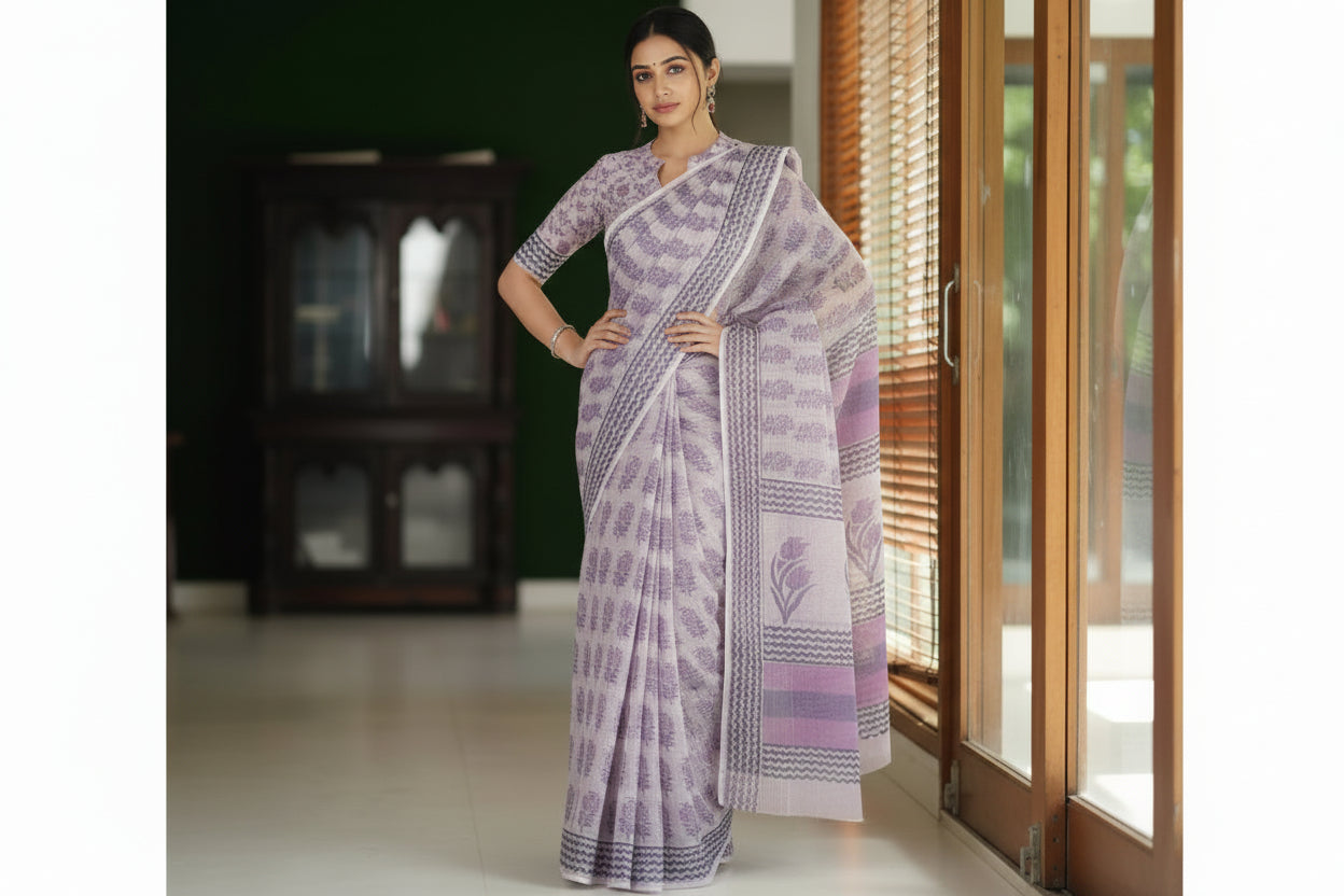 Pastel Purple Kota Saree