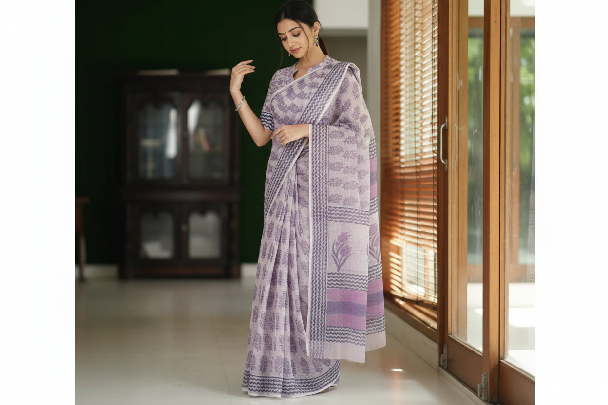 Pastel Purple Kota Saree
