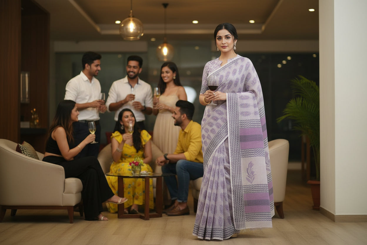 Pastel Purple Kota Saree
