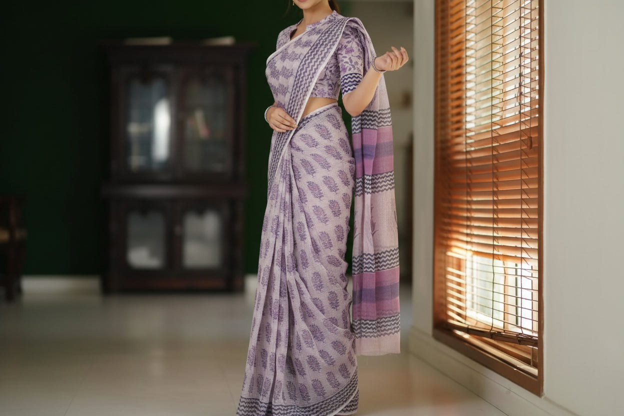 Pastel Purple Kota Saree