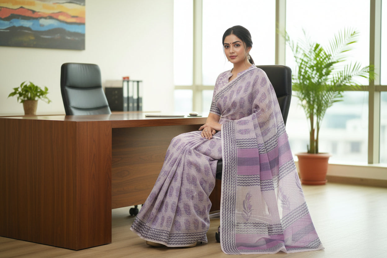 Pastel Purple Kota Saree