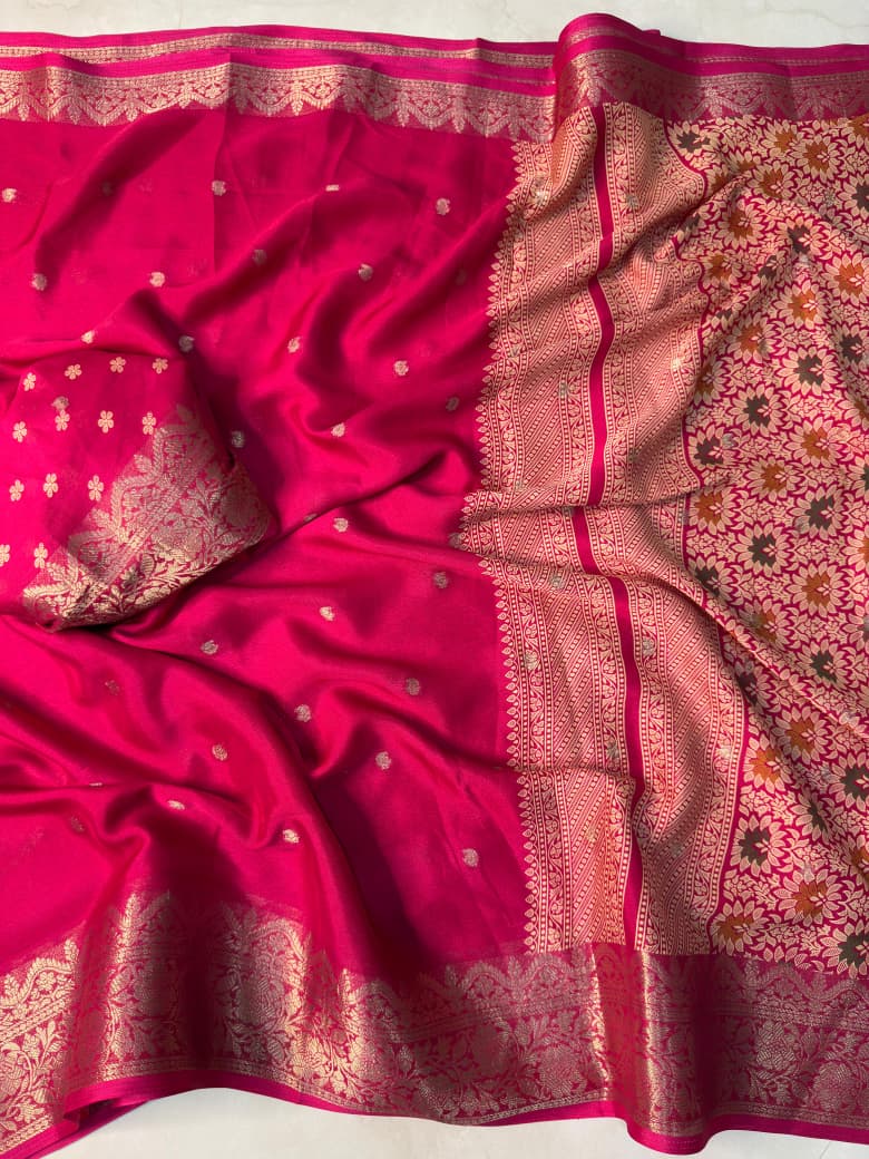 Pink Brocade Crepe Silk Saree