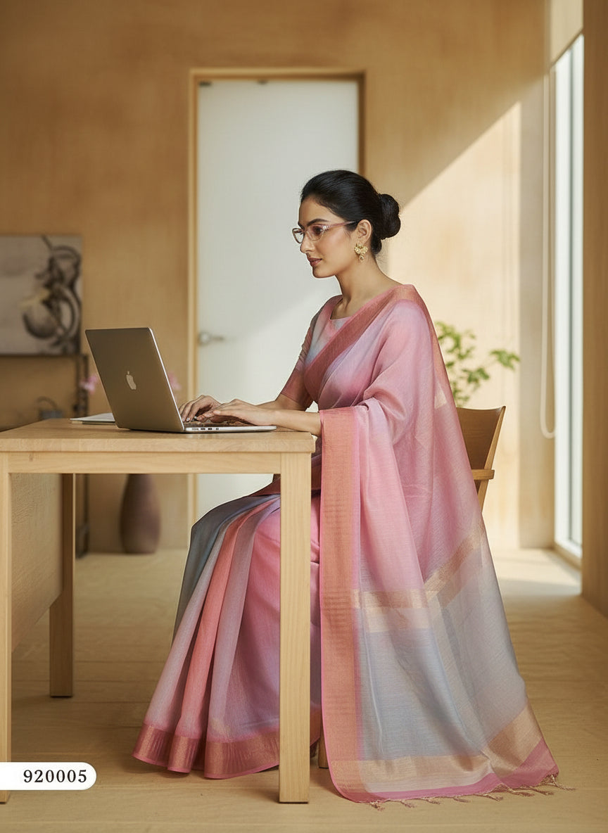 Pink Organza Saree