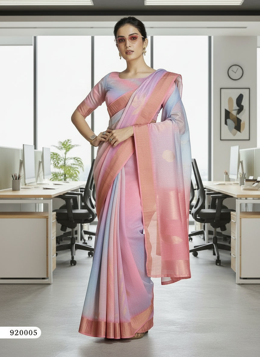 Pink Organza Saree