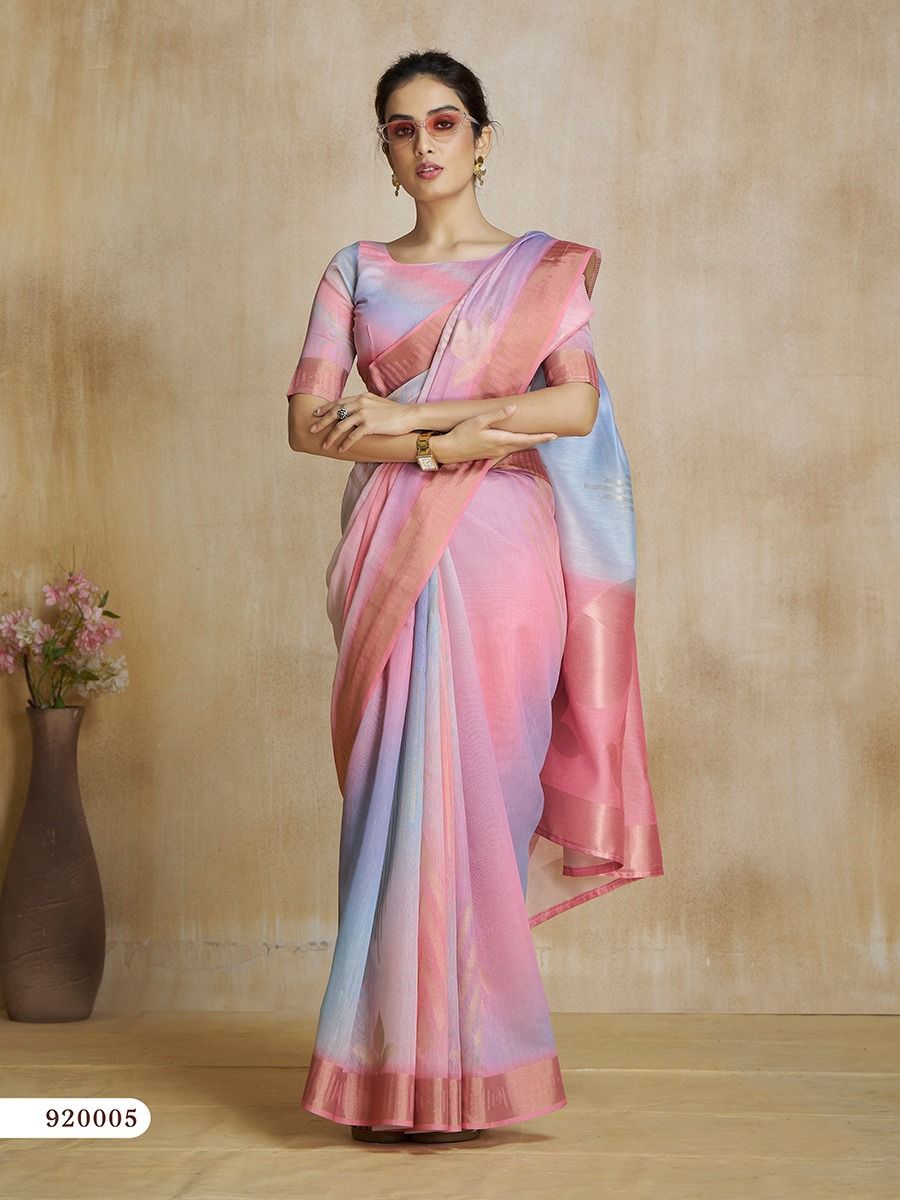 Pink Organza Saree