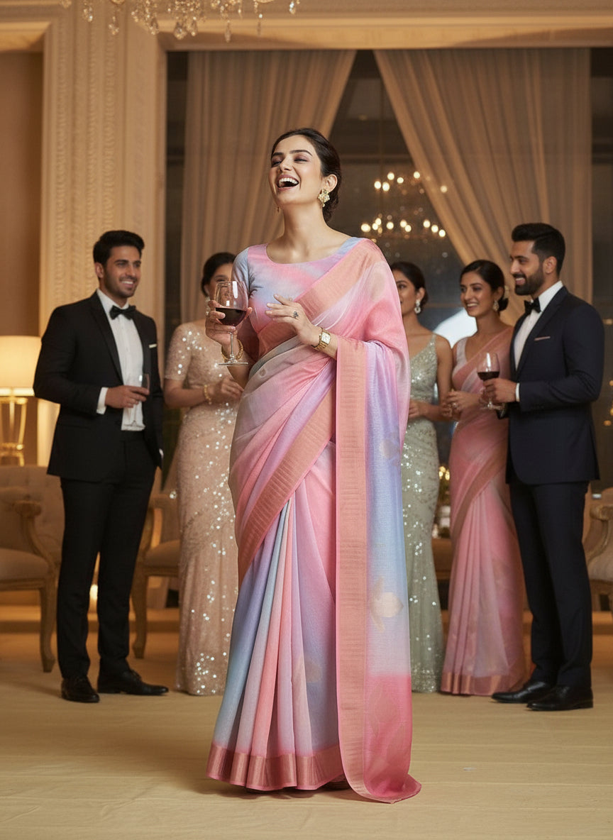 Pink Organza Saree