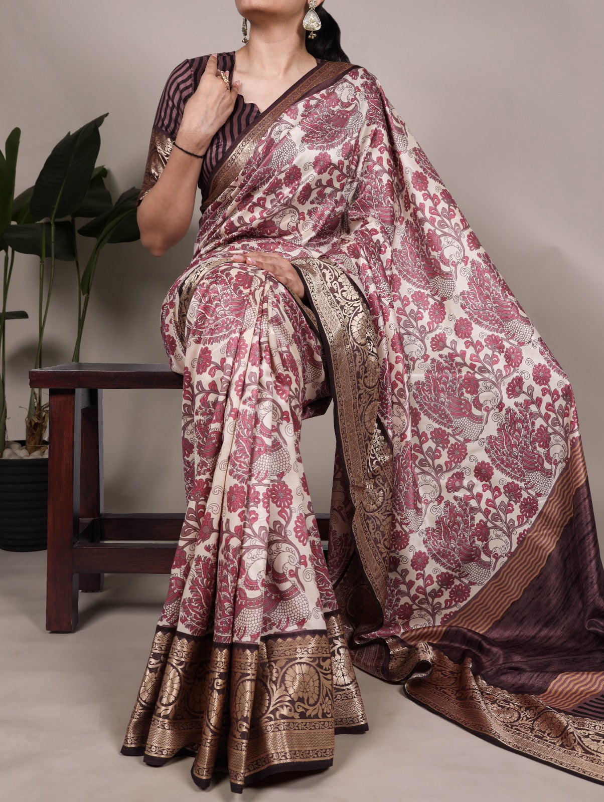 Pink Tussar saree
