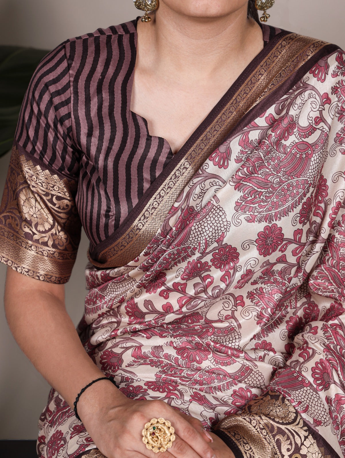 Pink Tussar saree