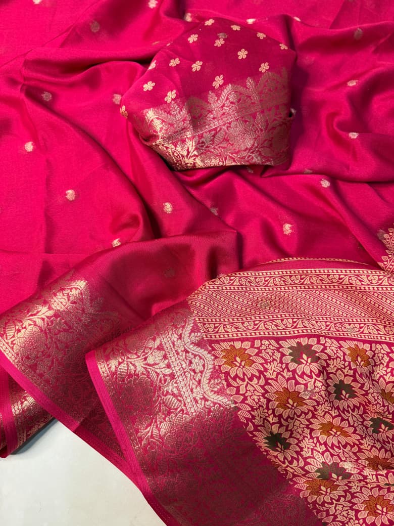 Pink Brocade Crepe Silk Saree