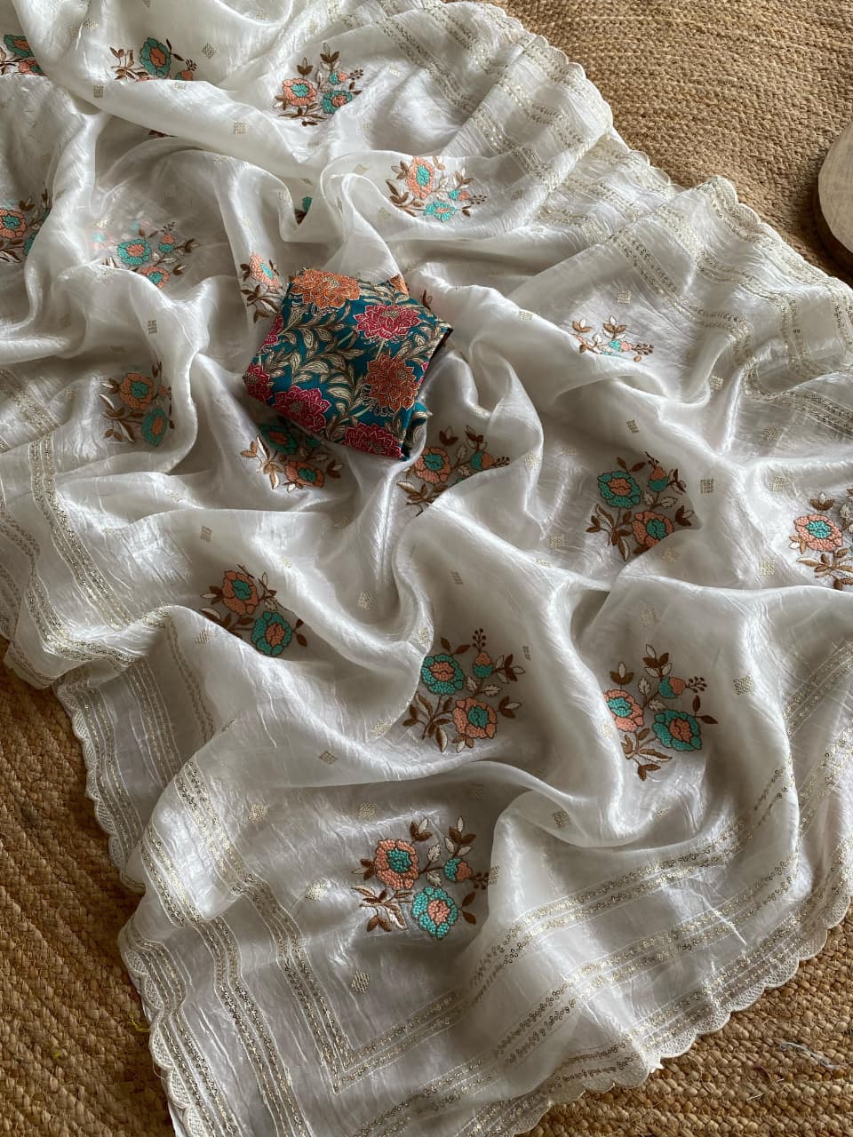 Premium Organza with Printed Kalamkari Blouse