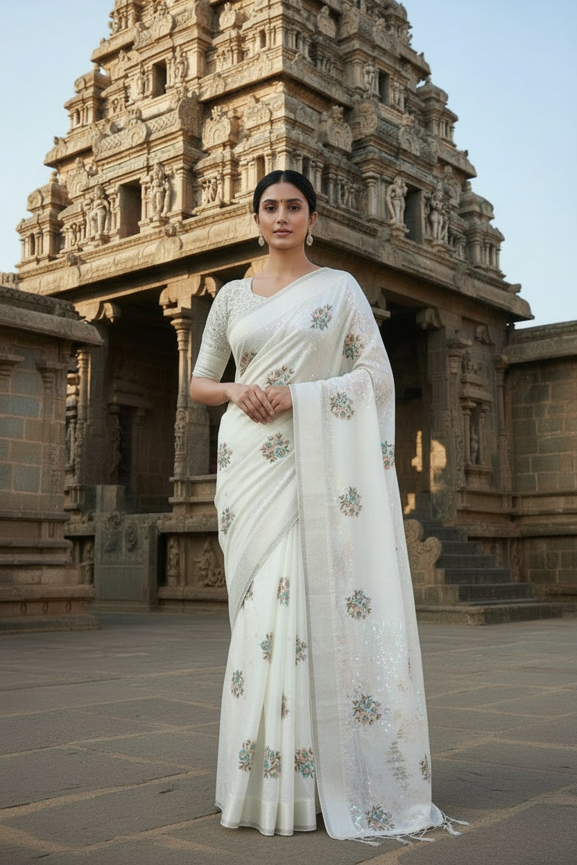 Premium Organza with Printed Kalamkari Blouse