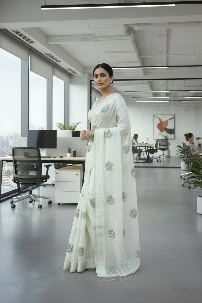 Premium Organza with Printed Kalamkari Blouse