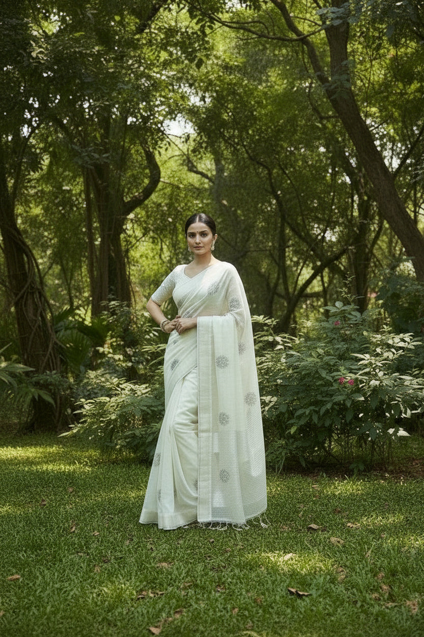 Premium Organza with Printed Kalamkari Blouse
