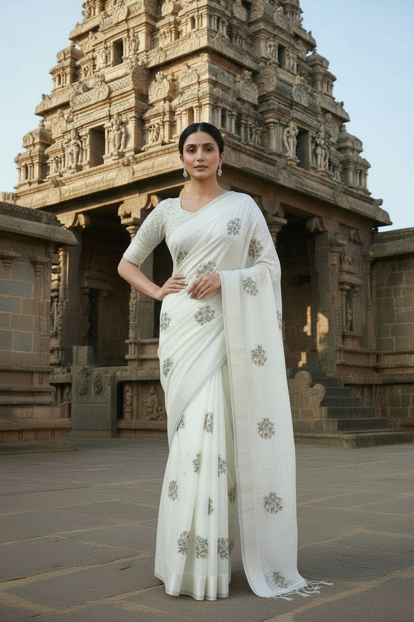 Premium Organza with Printed Kalamkari Blouse