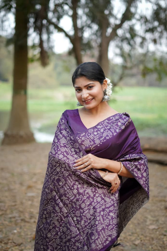 Purple Raw Silk Saree