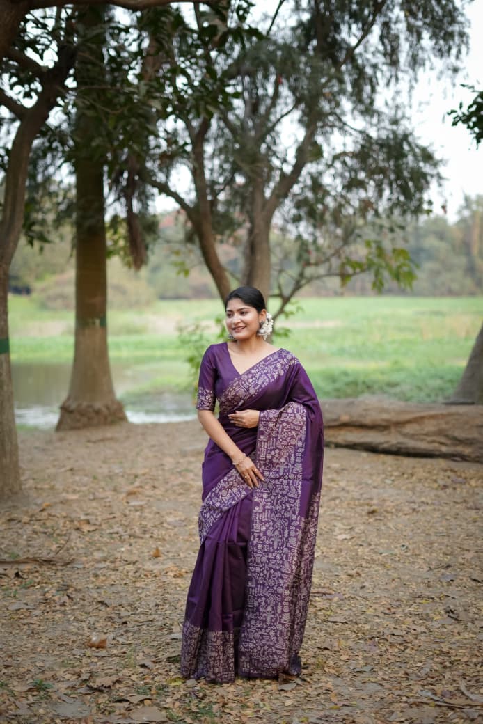 Purple Raw Silk Saree