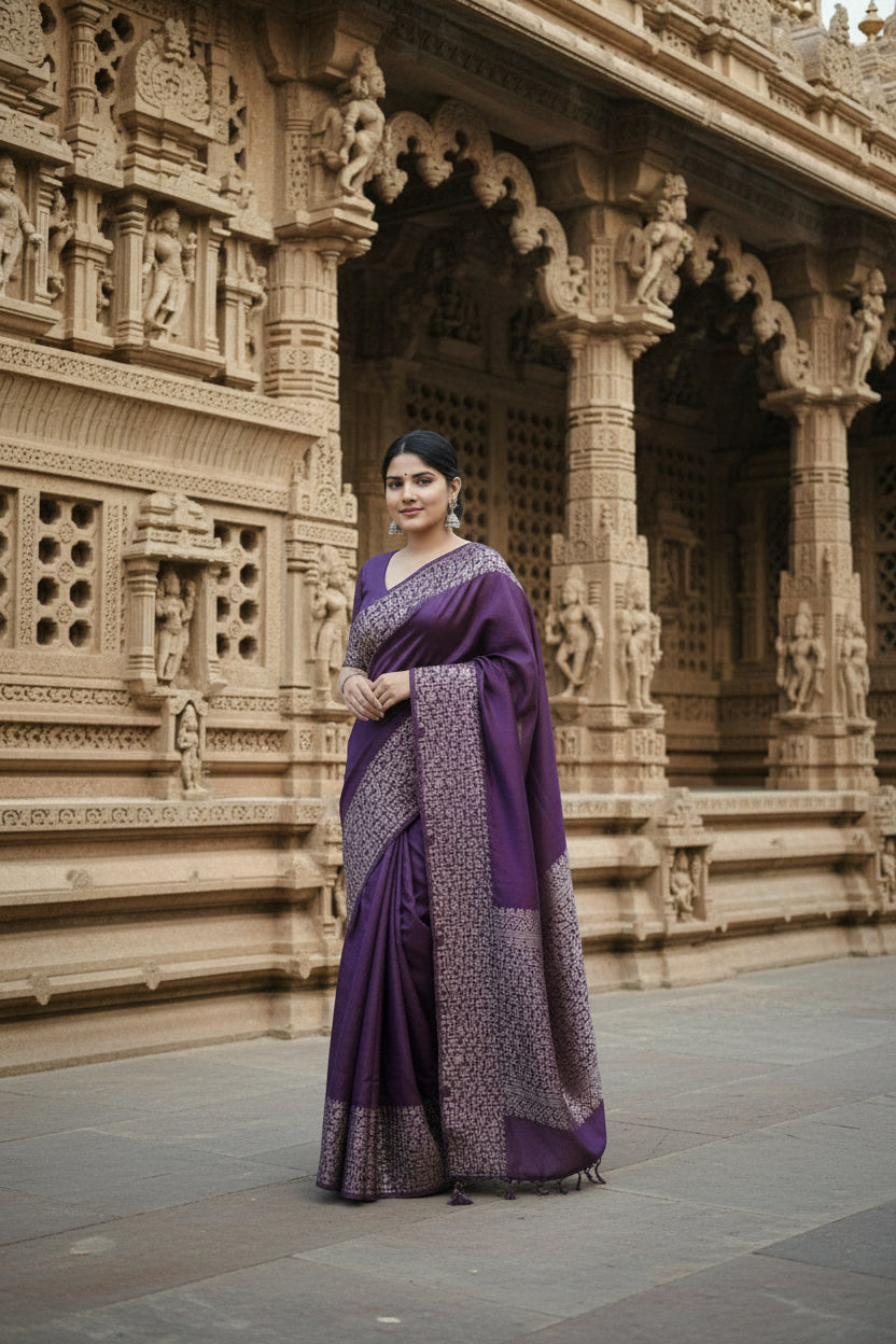 Purple Raw Silk Saree