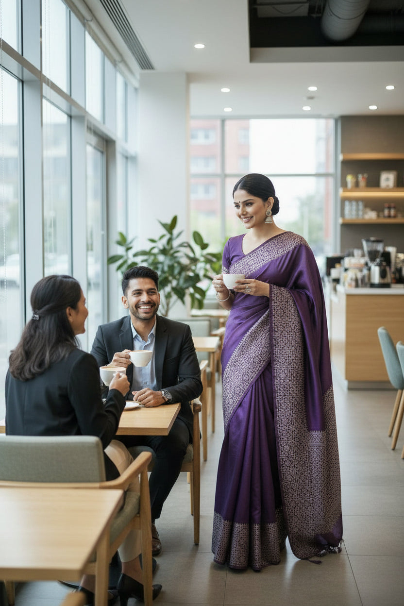Purple Raw Silk Saree