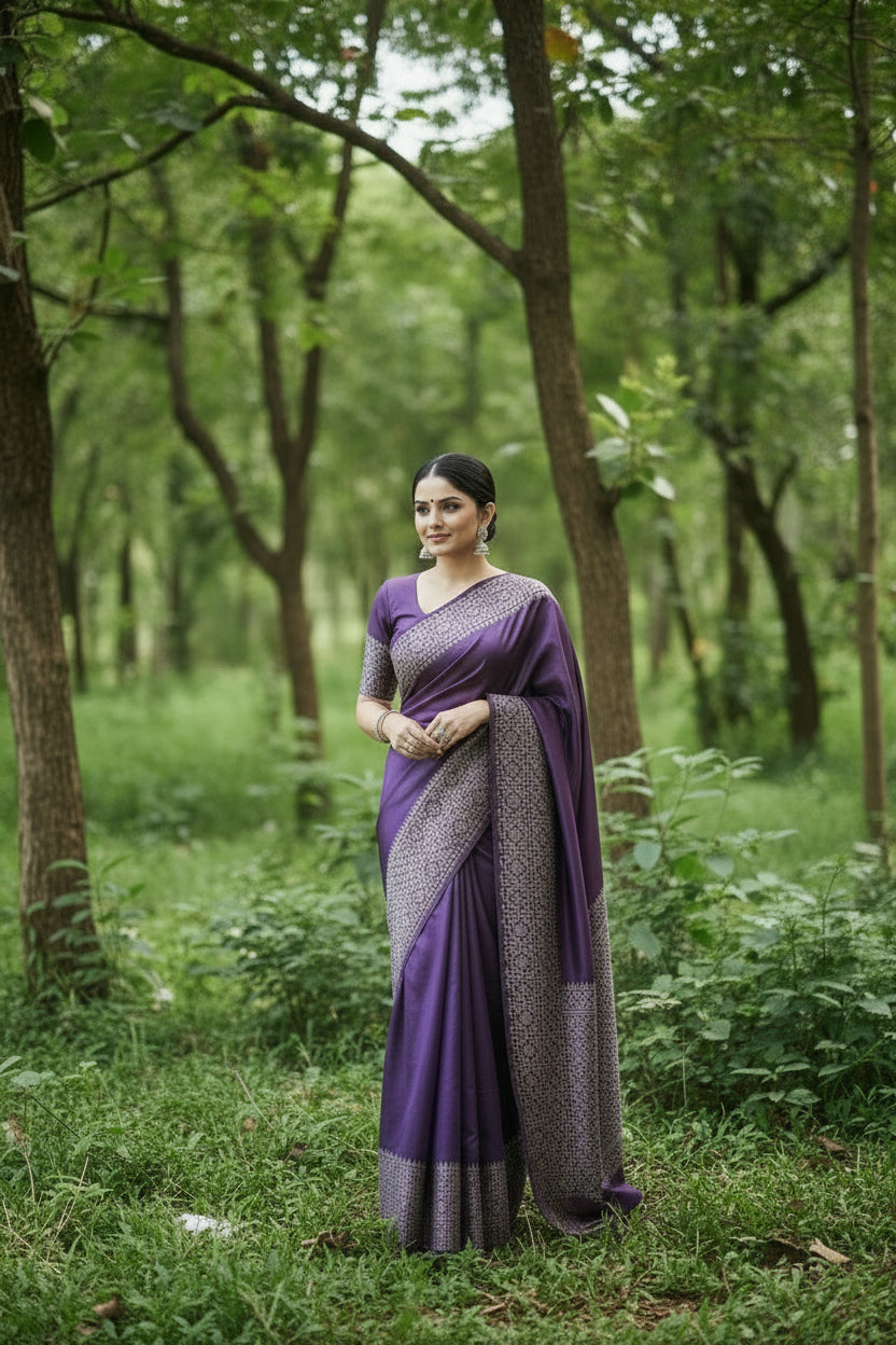 Purple Raw Silk Saree