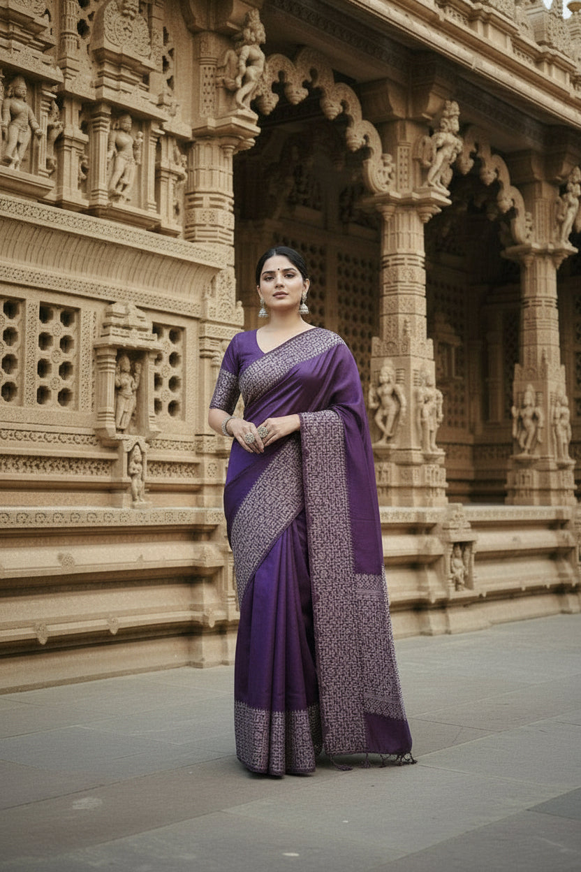 Purple Raw Silk Saree