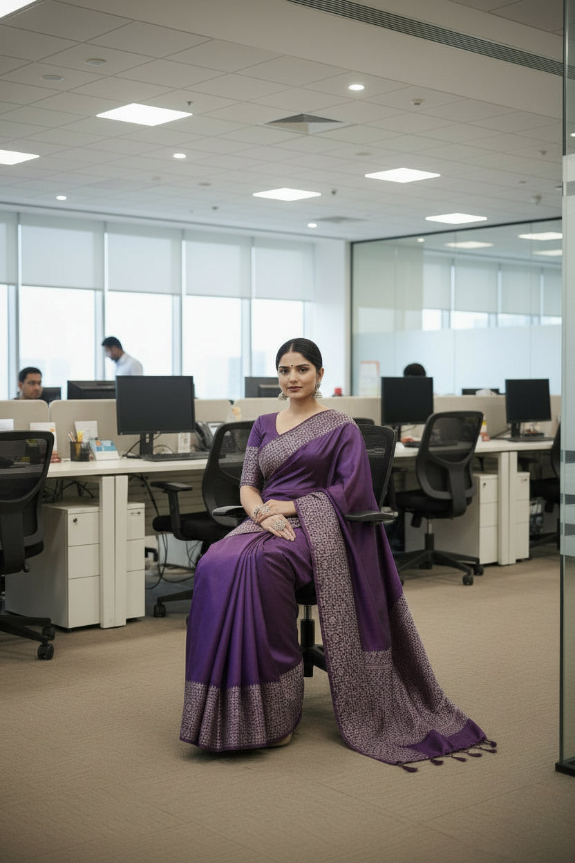 Purple Raw Silk Saree
