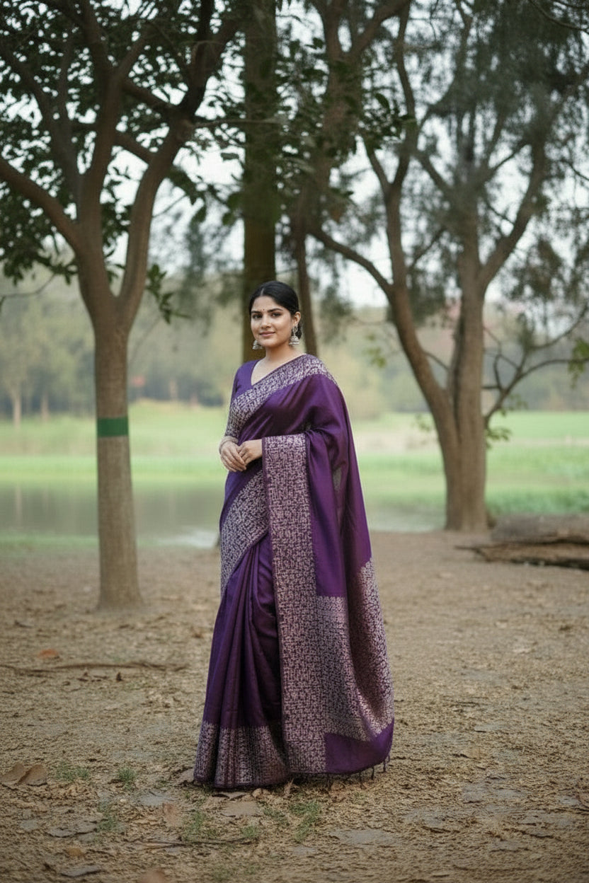 Purple Raw Silk Saree