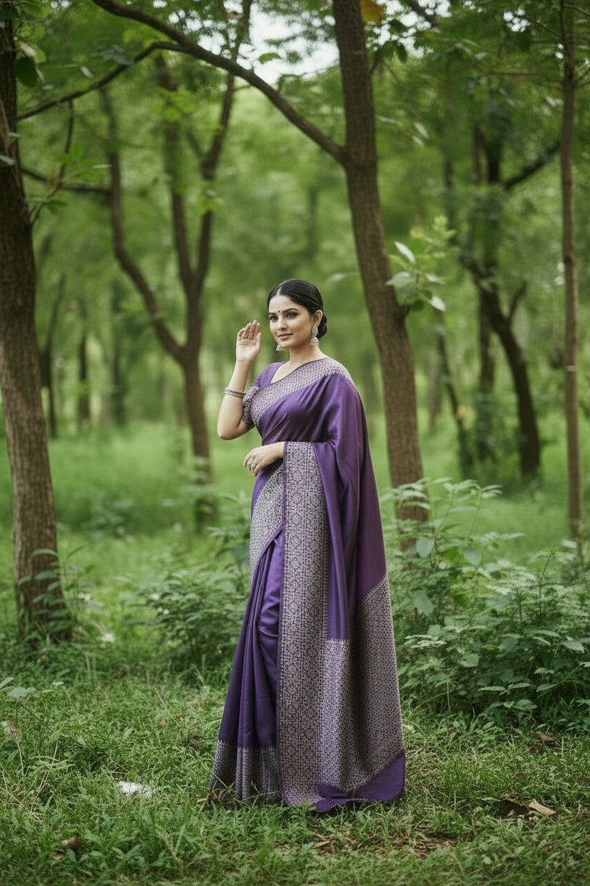 Purple Raw Silk Saree