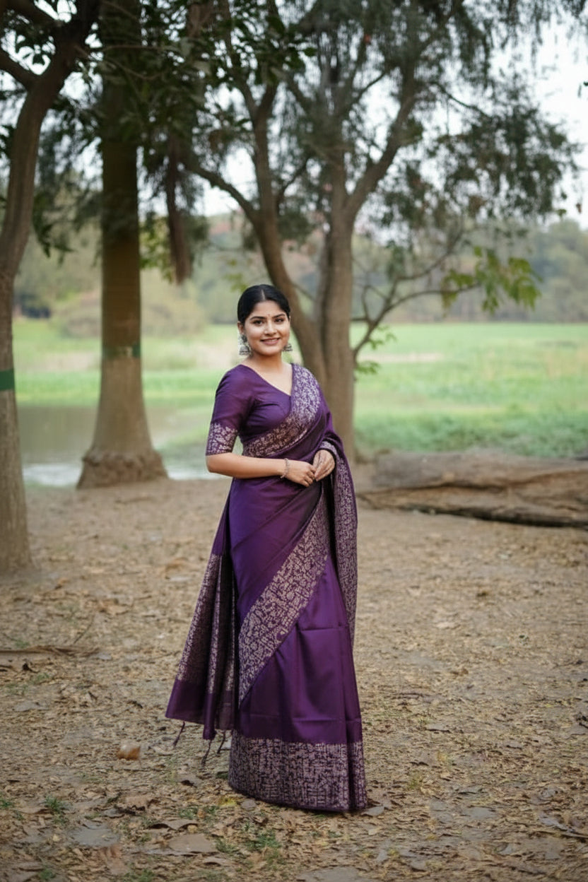 Purple Raw Silk Saree