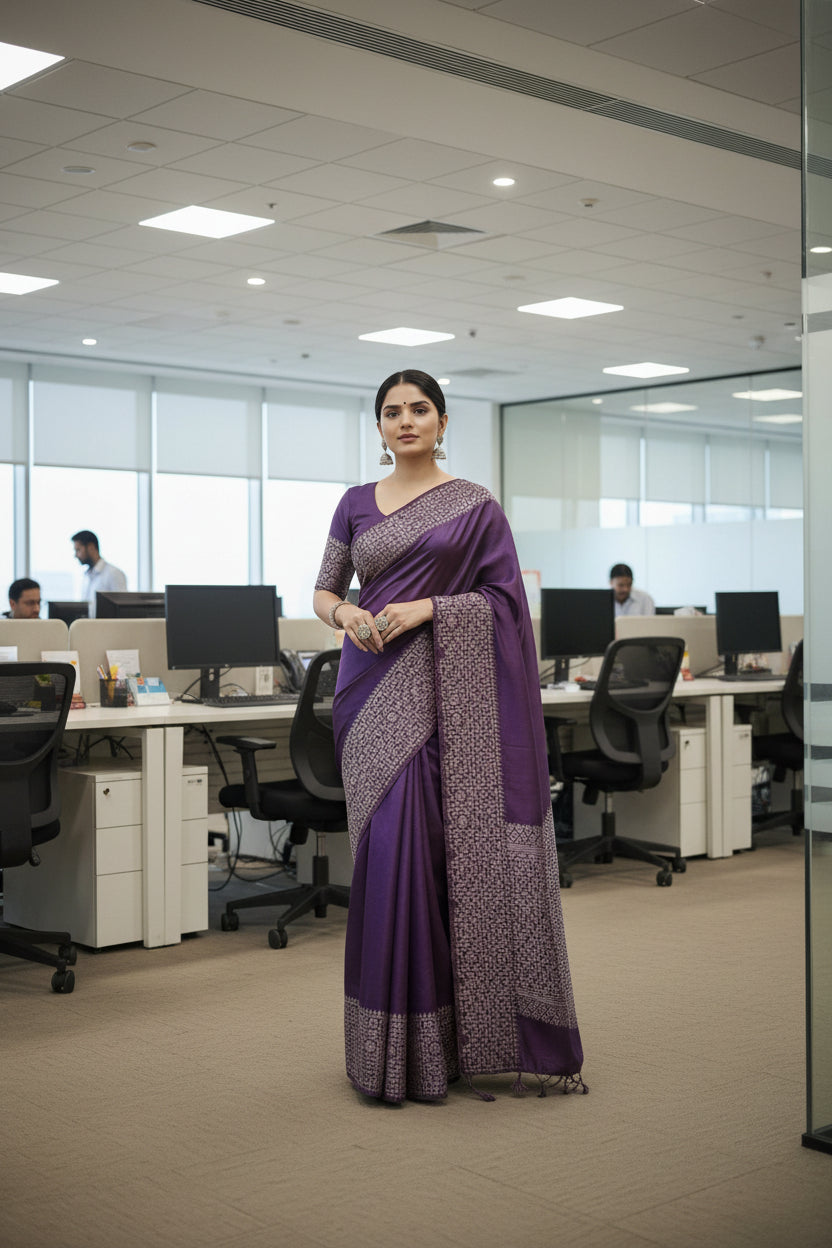 Purple Raw Silk Saree
