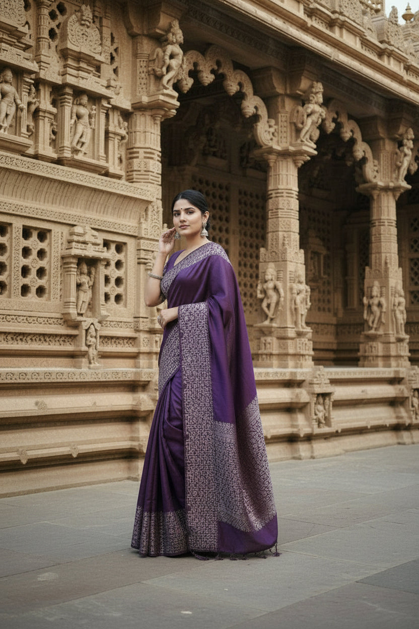 Purple Raw Silk Saree