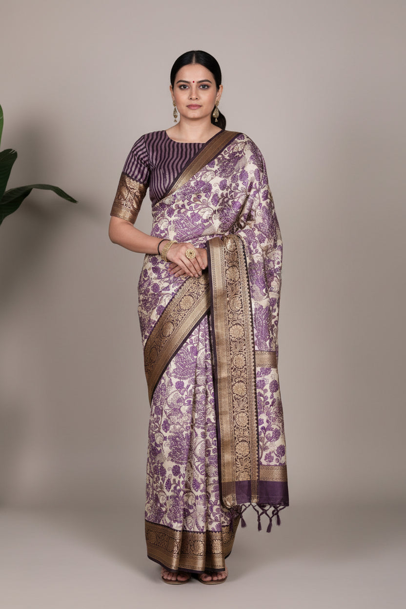 Purple Tussar Saree