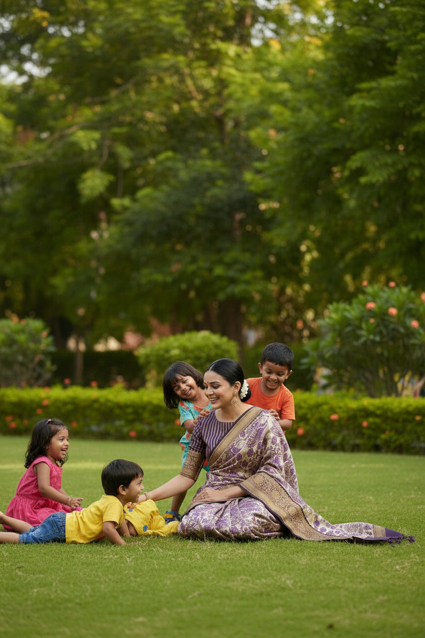 Purple Tussar Saree