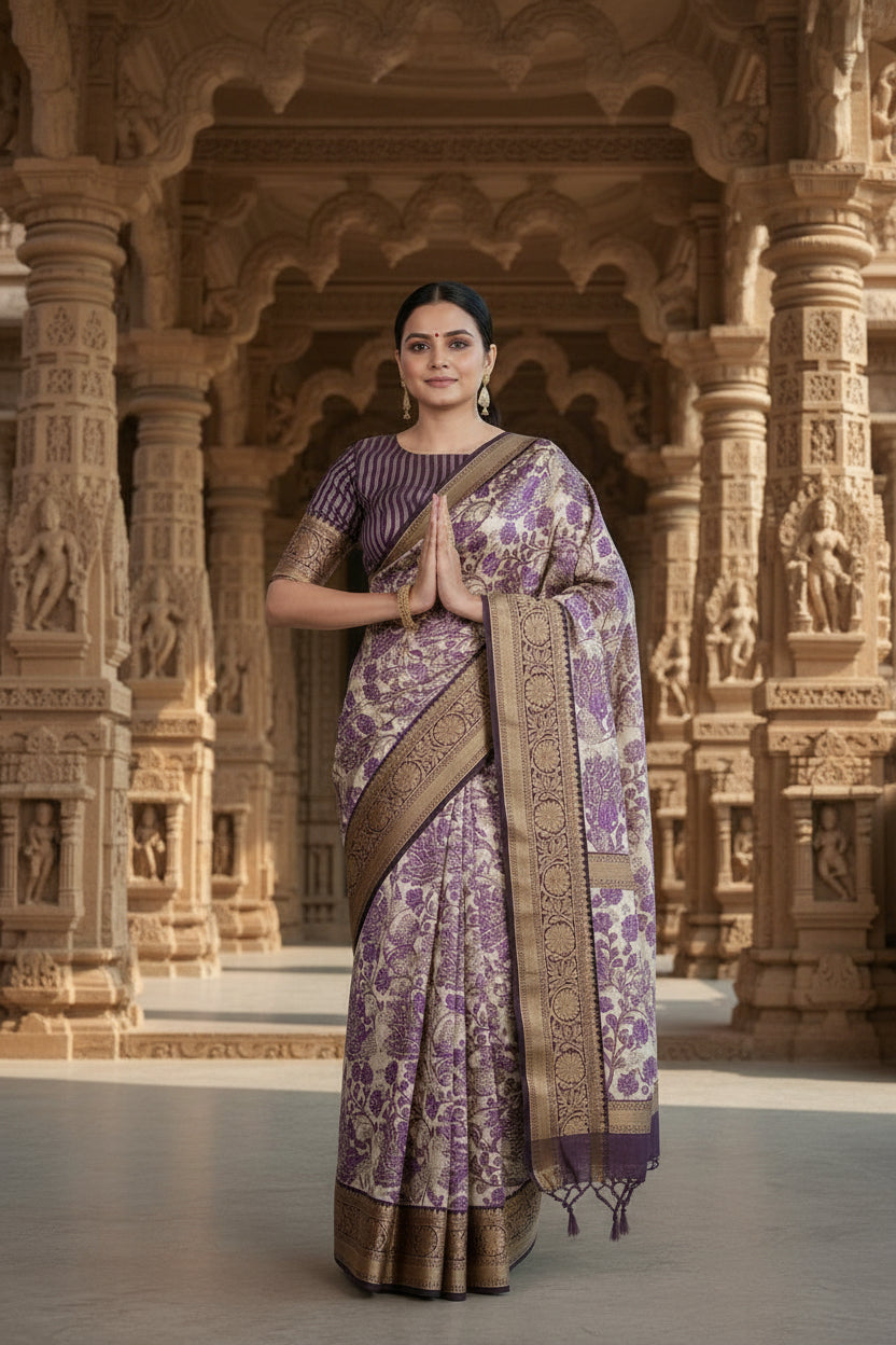 Purple Tussar Saree