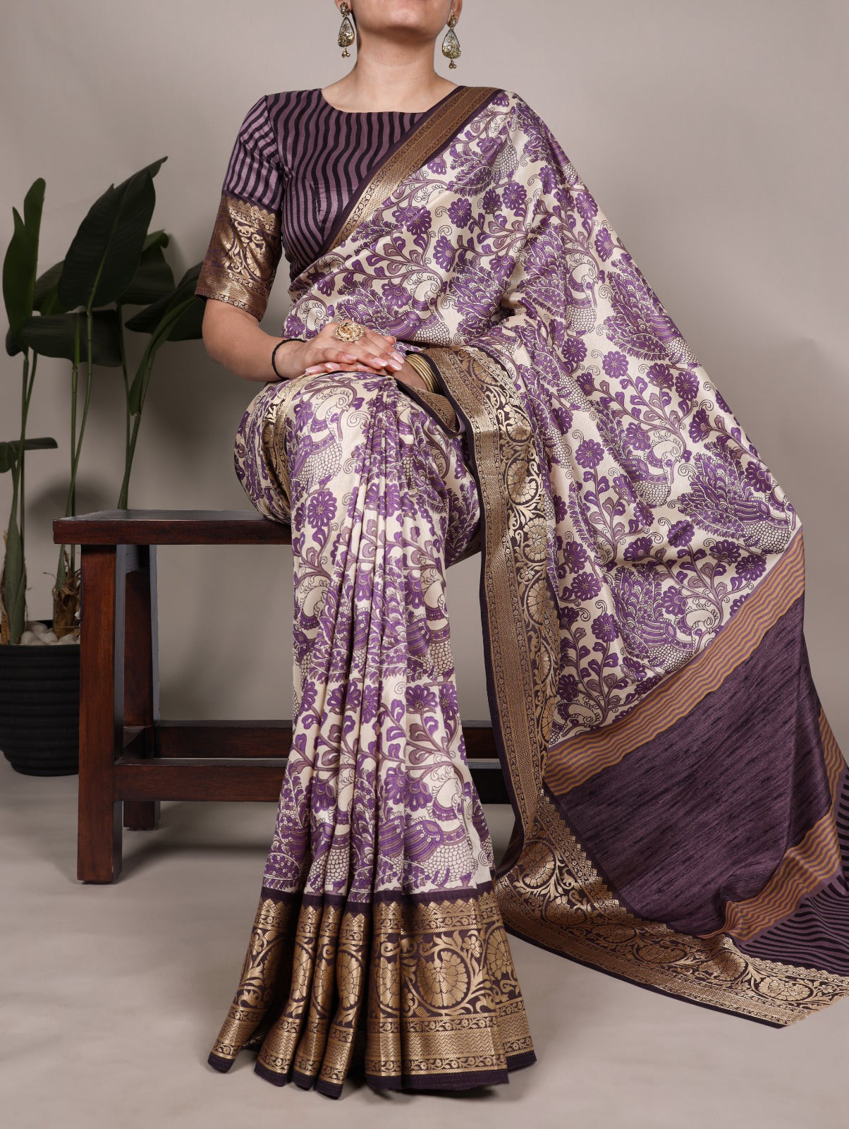 Purple Tussar Saree