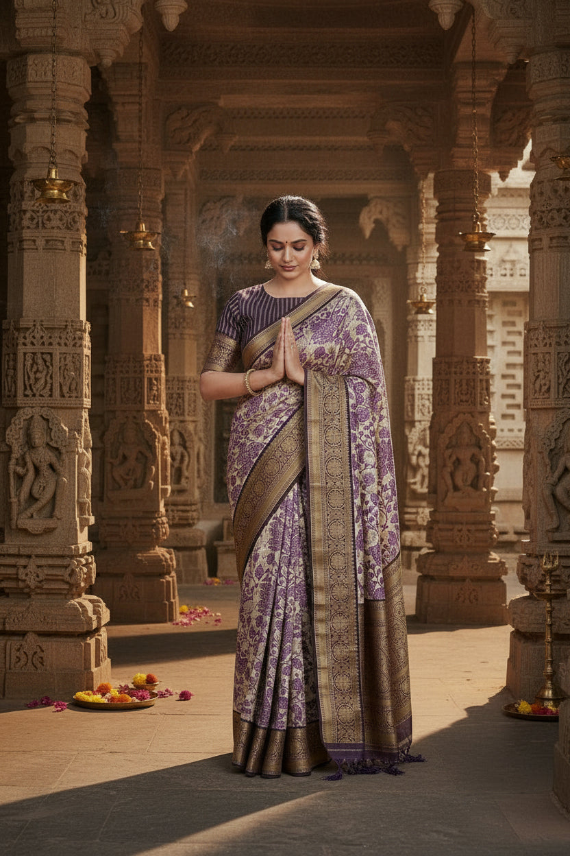Purple Tussar Saree