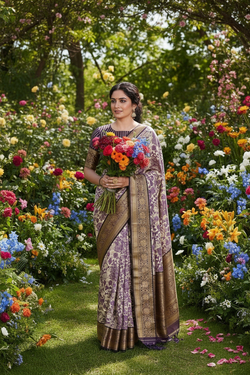 Purple Tussar Saree