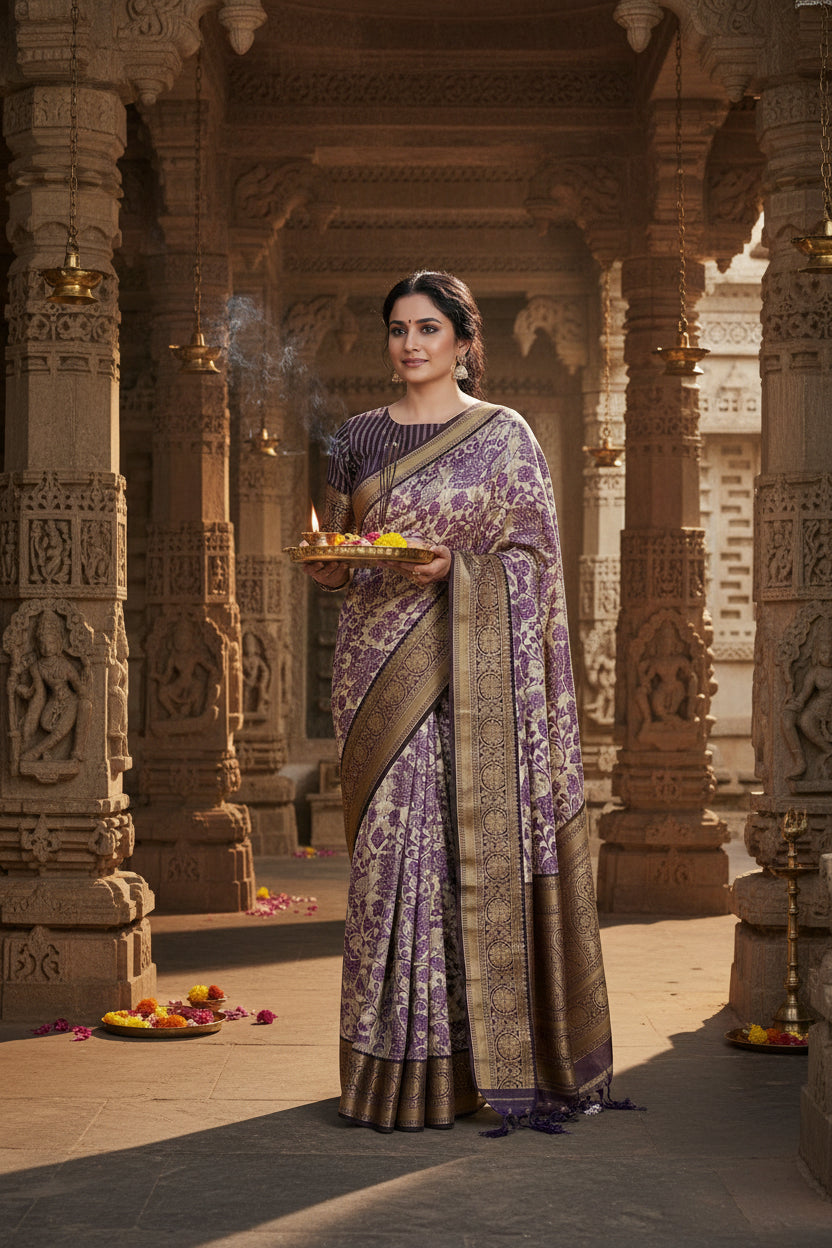 Purple Tussar Saree