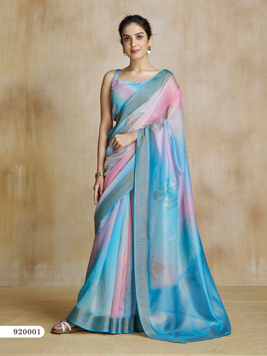 Sky Blue Organza Saree