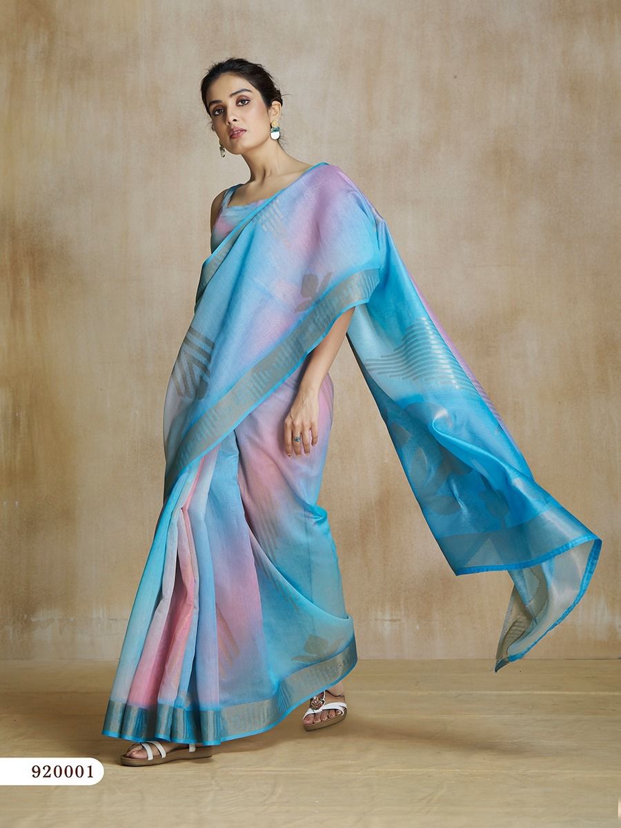 Sky Blue Organza Saree
