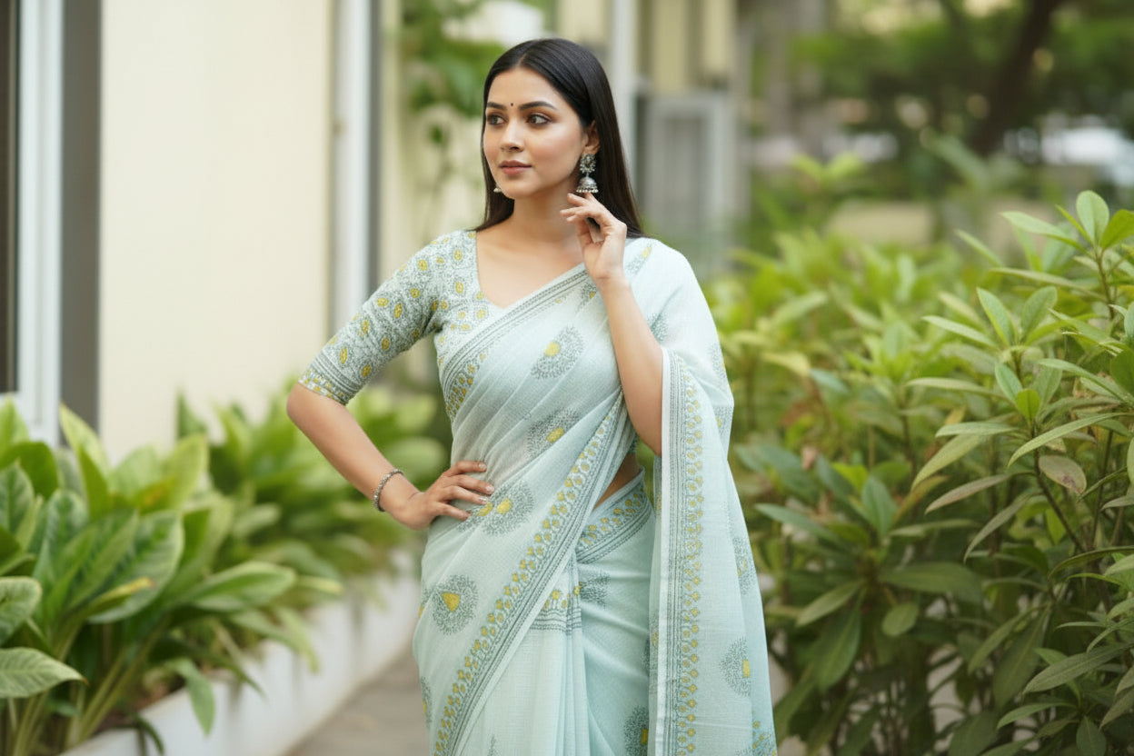 White Kota Saree