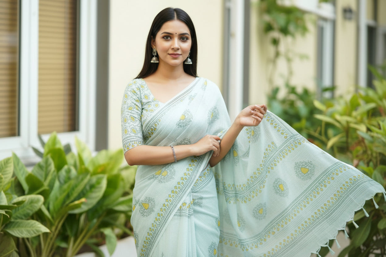 White Kota Saree