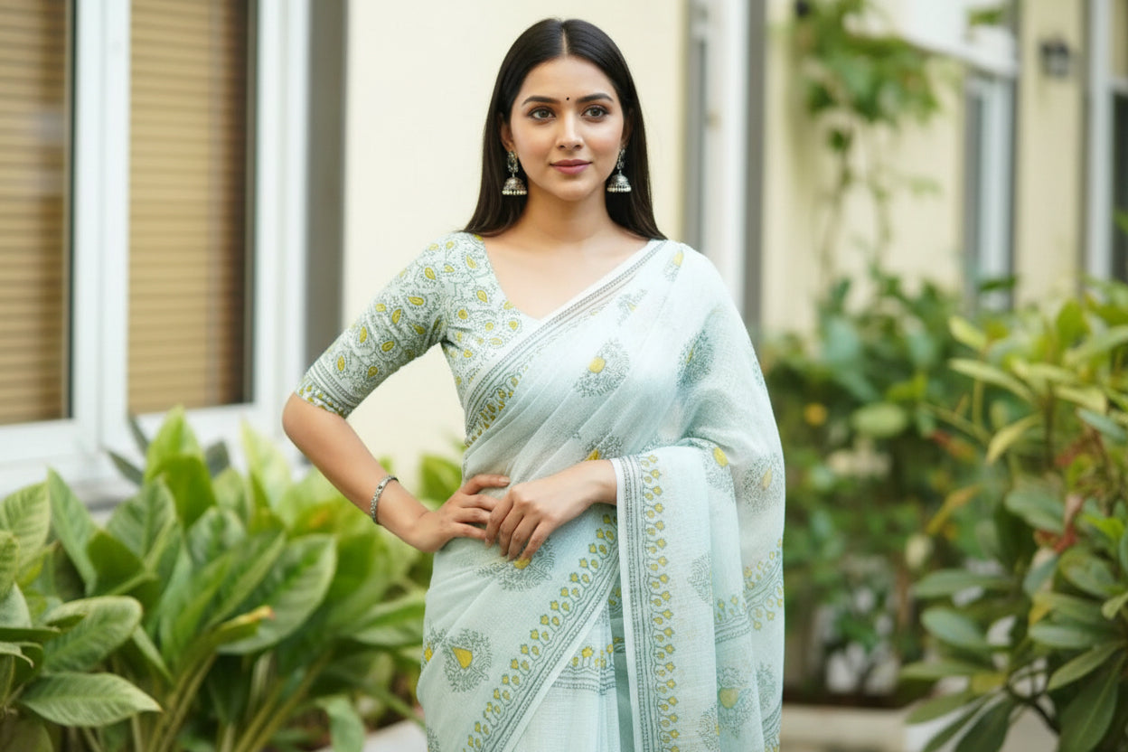 White Kota Saree