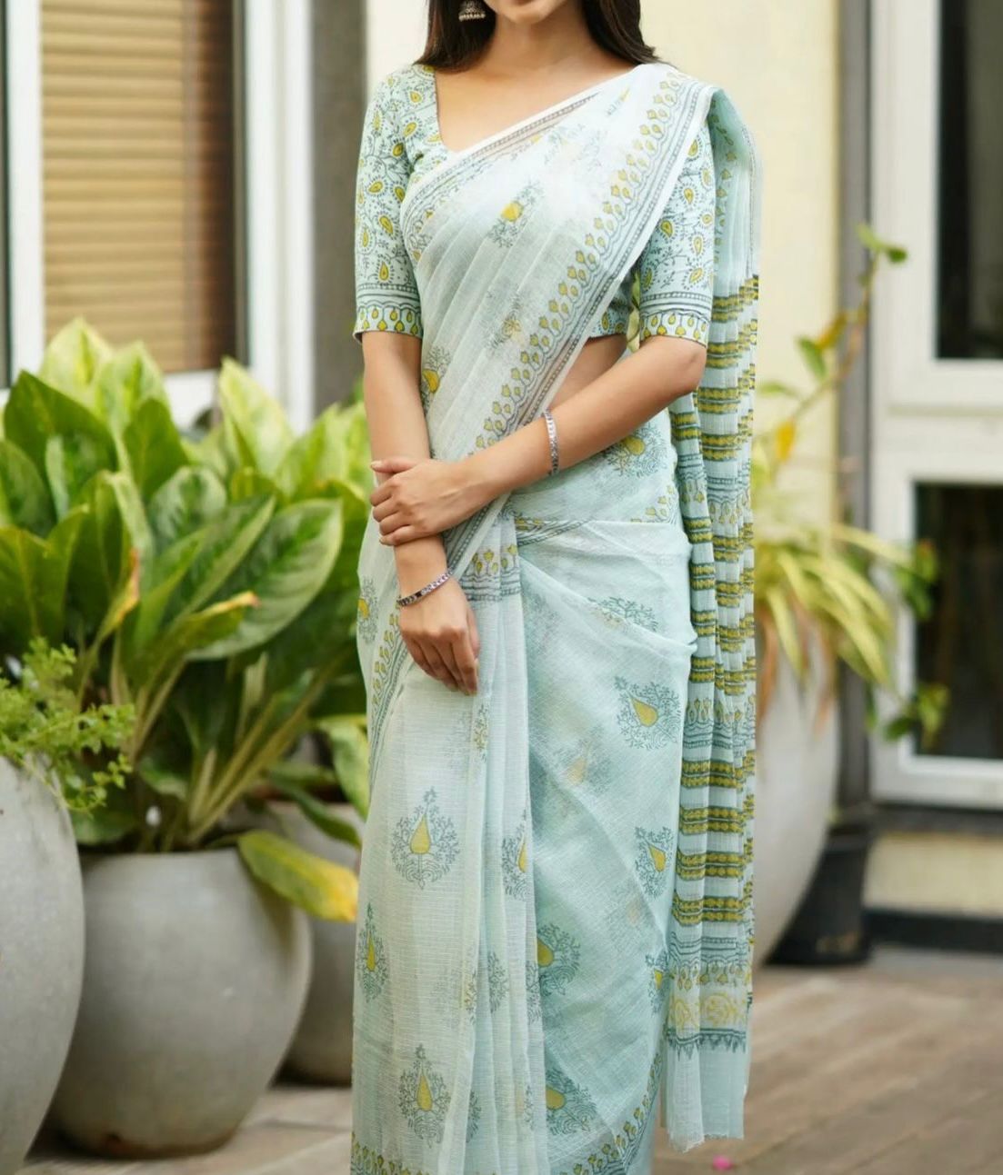 White Kota Saree